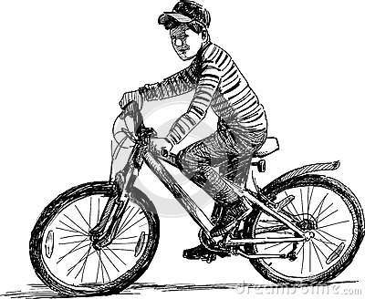 Little Boy On Bike Sketch