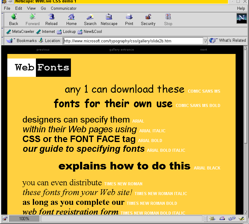 Microsoft Fonts Samples