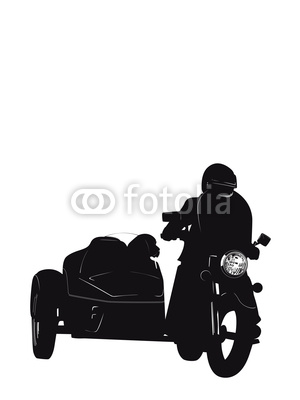 Motorcycle with Side Car Silhouette