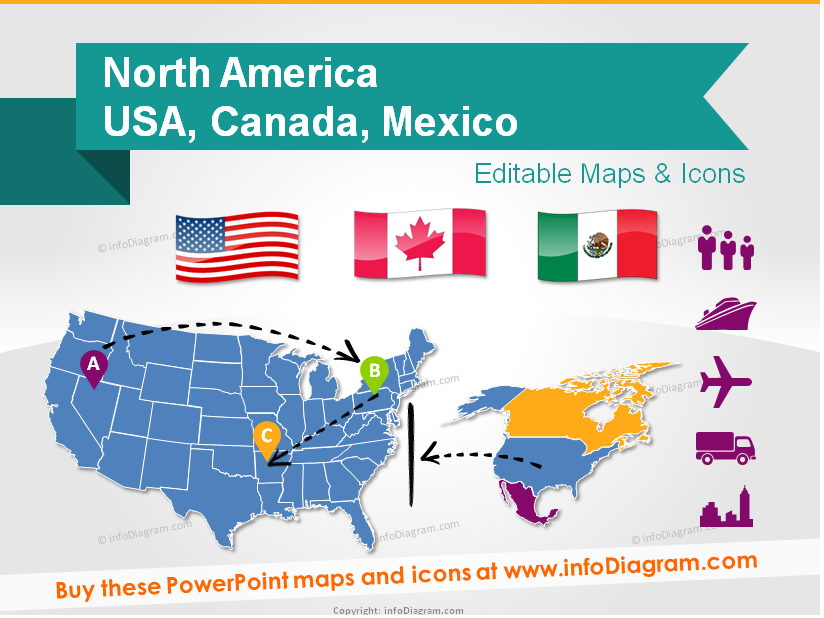 North America Canada Mexico and USA Map North America Canada Mexico and USA Map