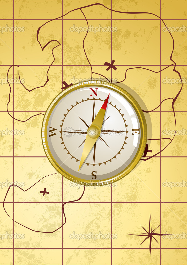 Old Map Compass Vector