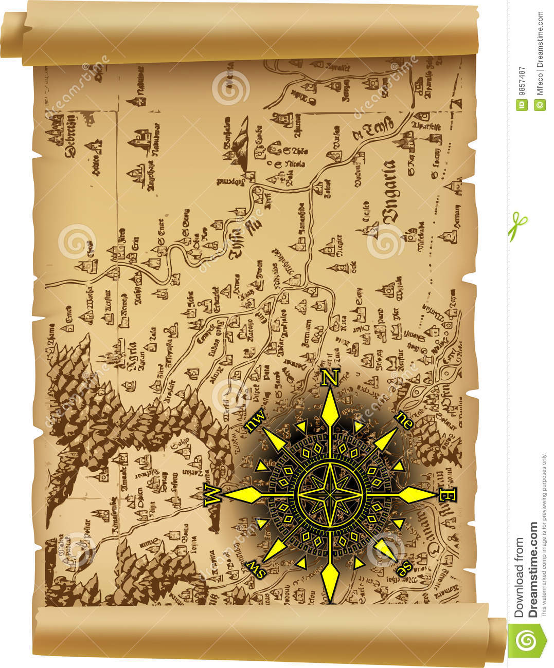Old Map with Compass