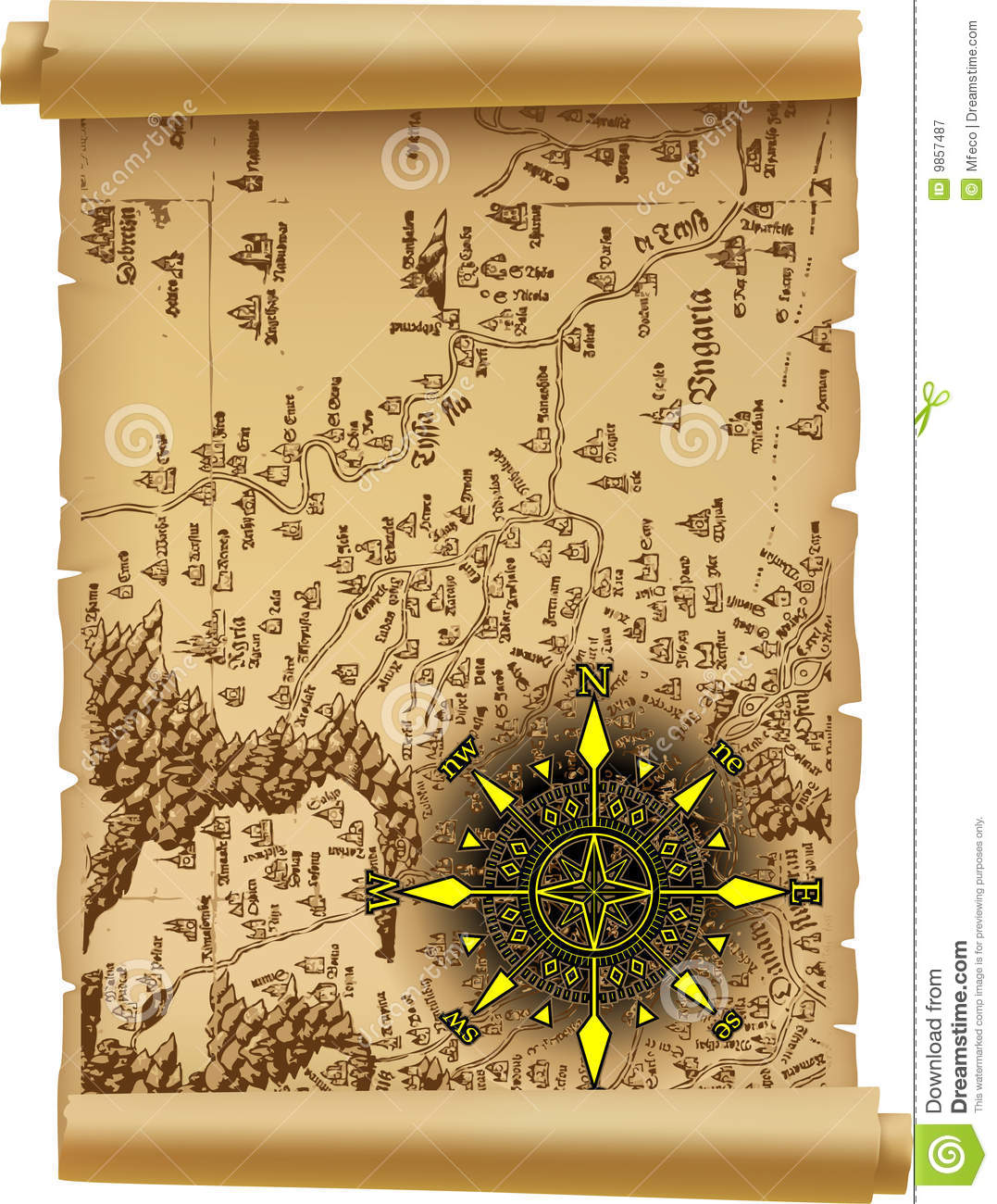 Old Map with Compass Old Map with Compass