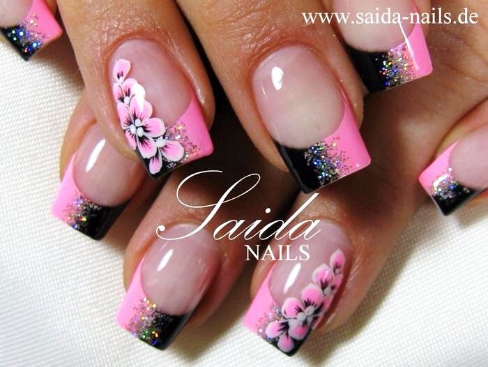 Pink and Black Nail Design