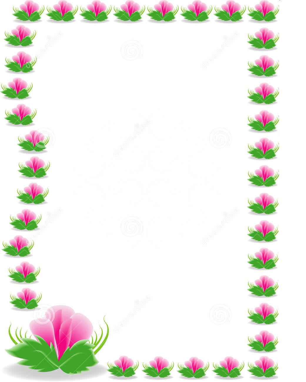 Pink and Green Flower Border