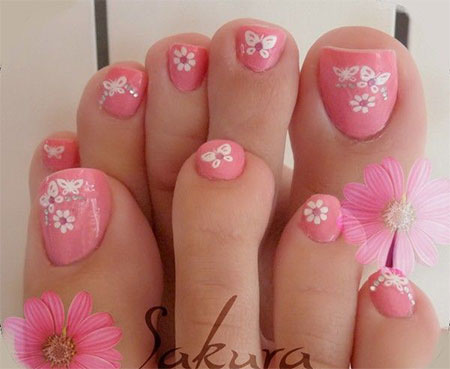 Pink Toe Nail Art Design