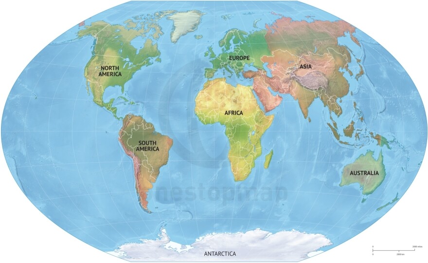 Political World Map with Continents