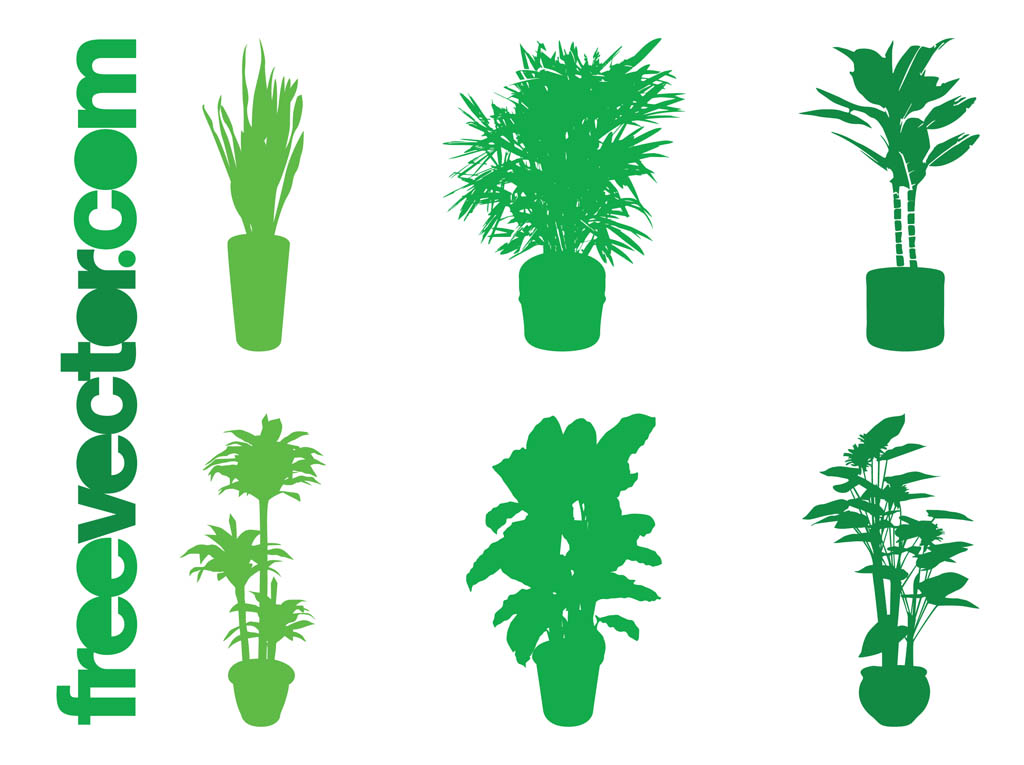 Potted Plants Silhouette Vector