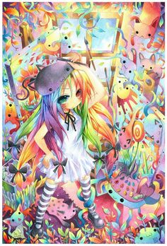 Rainbow Anime Cat Girl