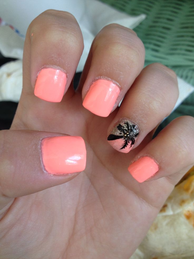 Sunset Palm Tree Nail Design