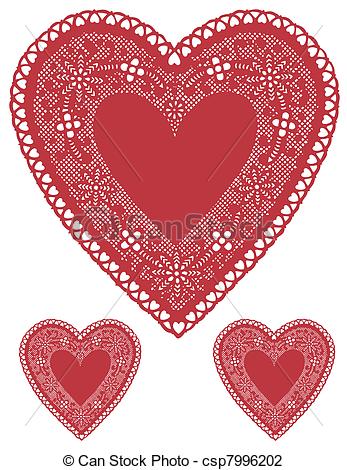 Vintage Red Lace Heart Clip Art