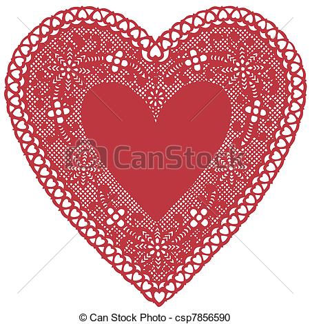 Vintage Red Lace Heart Clip Art