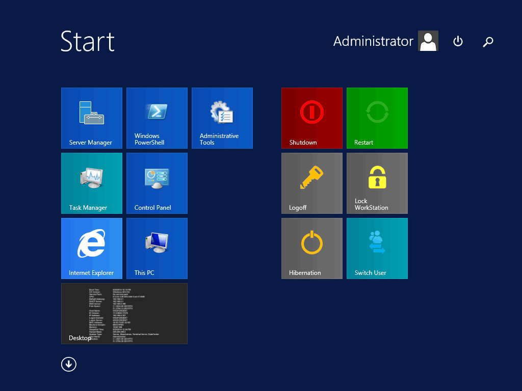 Windows Server 2012 Start Menu Icon