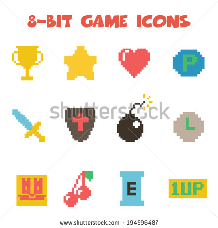 8-Bit Game Icons Vector