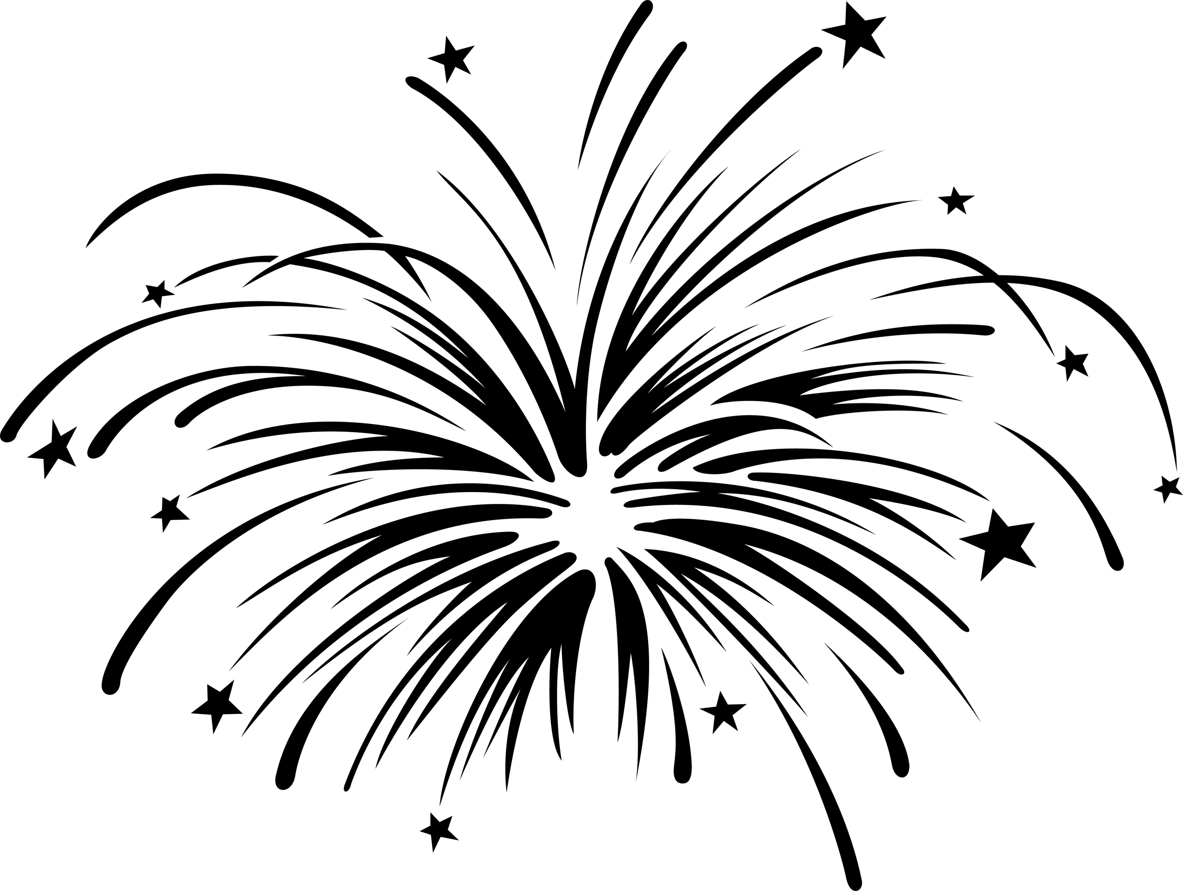 Black and White Fireworks Clip Art