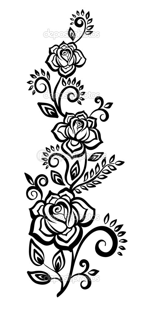 Black and White Flower Floral Design