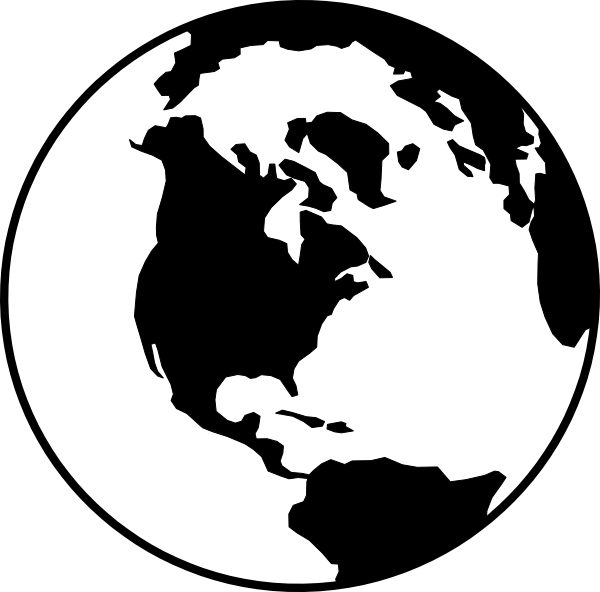 Black and White Globe Clip Art