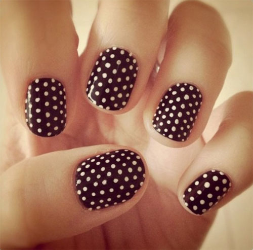 Black and White Polka Dot Nails