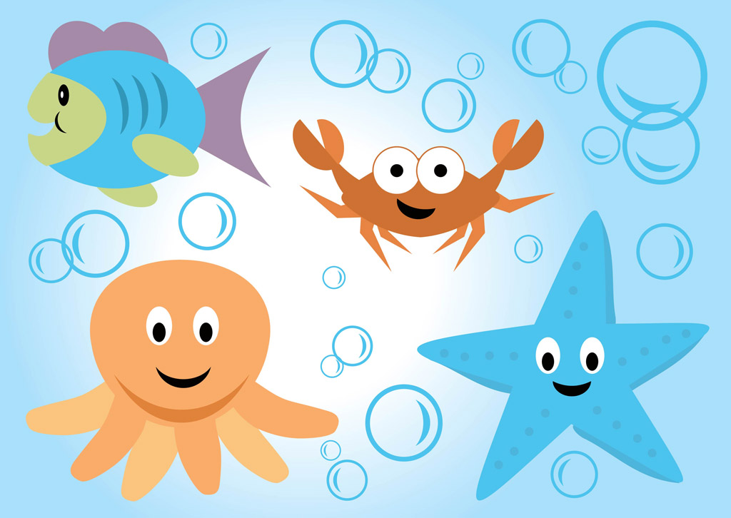 18 Vector Cartoon Ocean Life Images