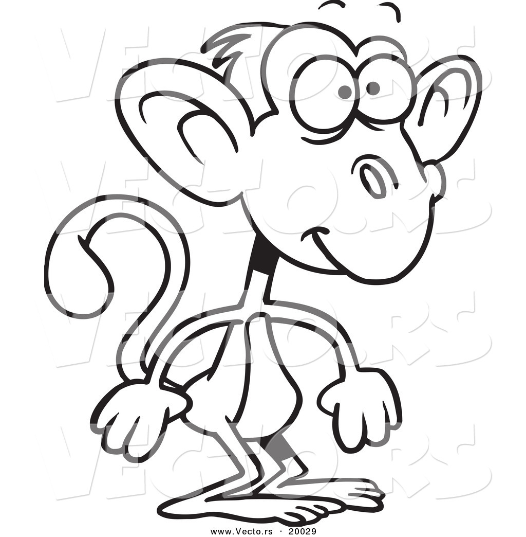 Cartoon Monkey Clip Art Black and White