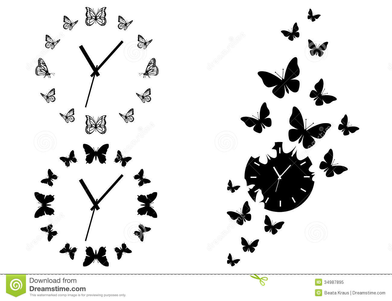 Clock Drawing Butterfly Tattoos