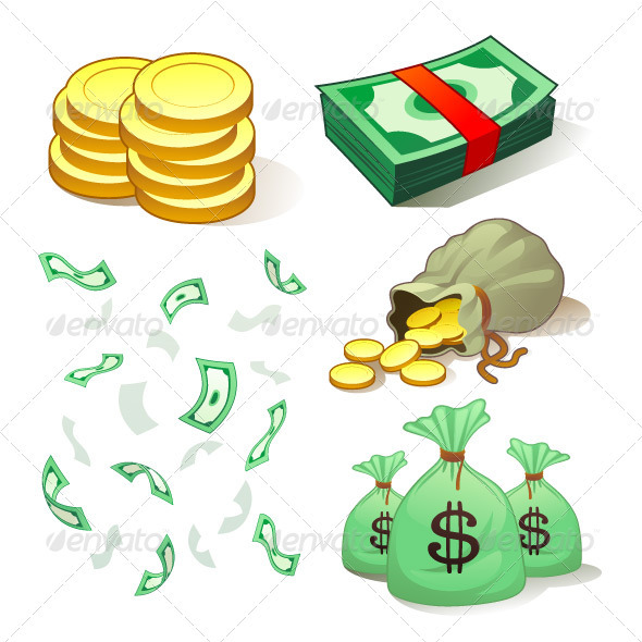 Coins and Money Bag Cartoon Coins and Money Bag Cartoon