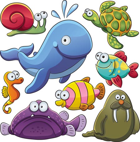 Cute Cartoon Underwater Animals