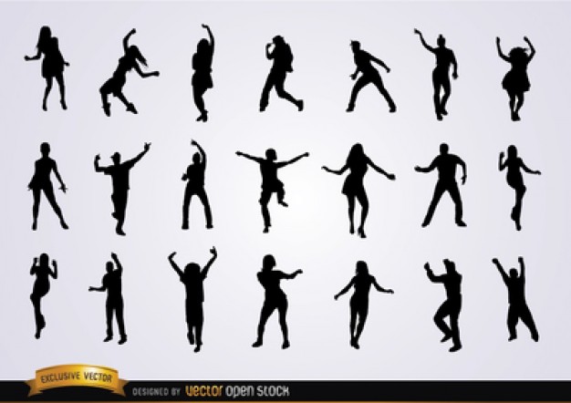 Dancing People Silhouette Vector Free