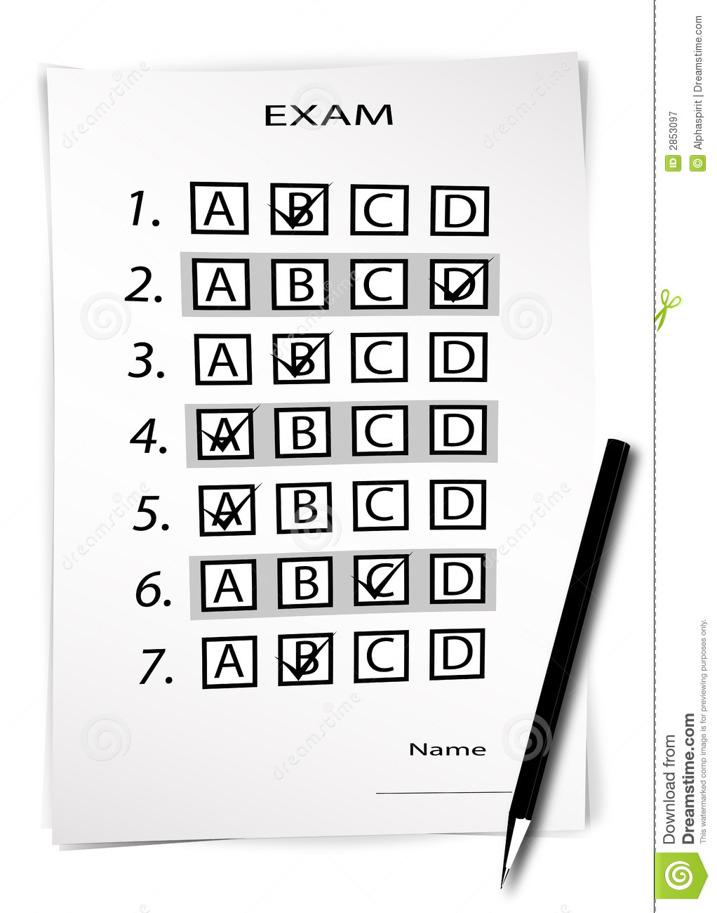 Exam Test Sheet