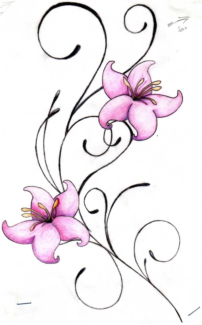Flower and Swirl Tattoo Designs