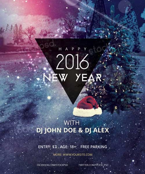 Flyer Template Free Happy New Year 2016