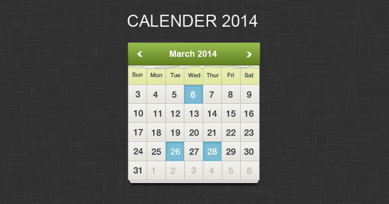 Free Calendar PSD Free Calendar PSD