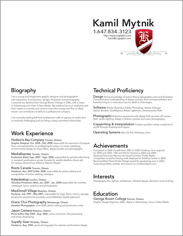 Graphic Design Resume Examples