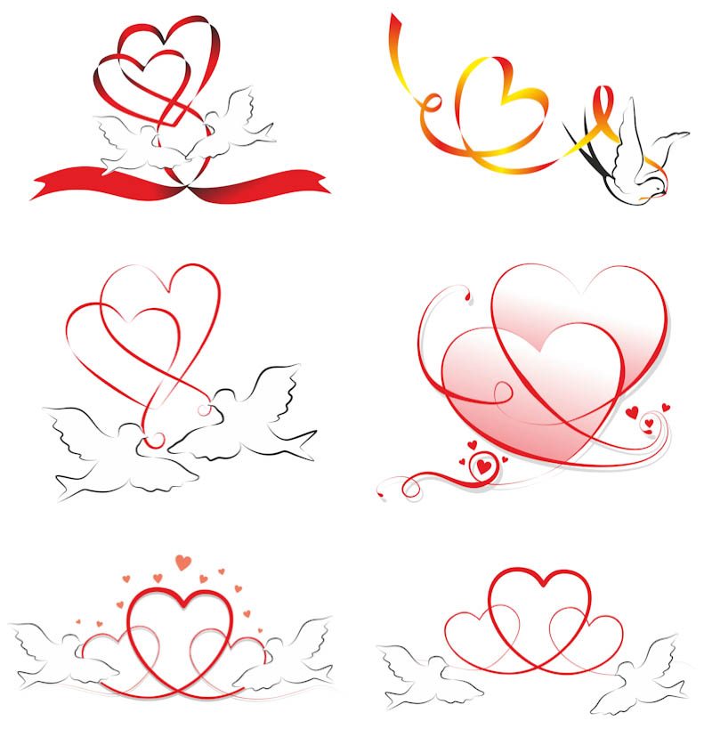 Heart and Love Birds Vector Graphics