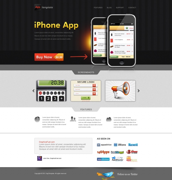 11 Free App Website Template PSD Images