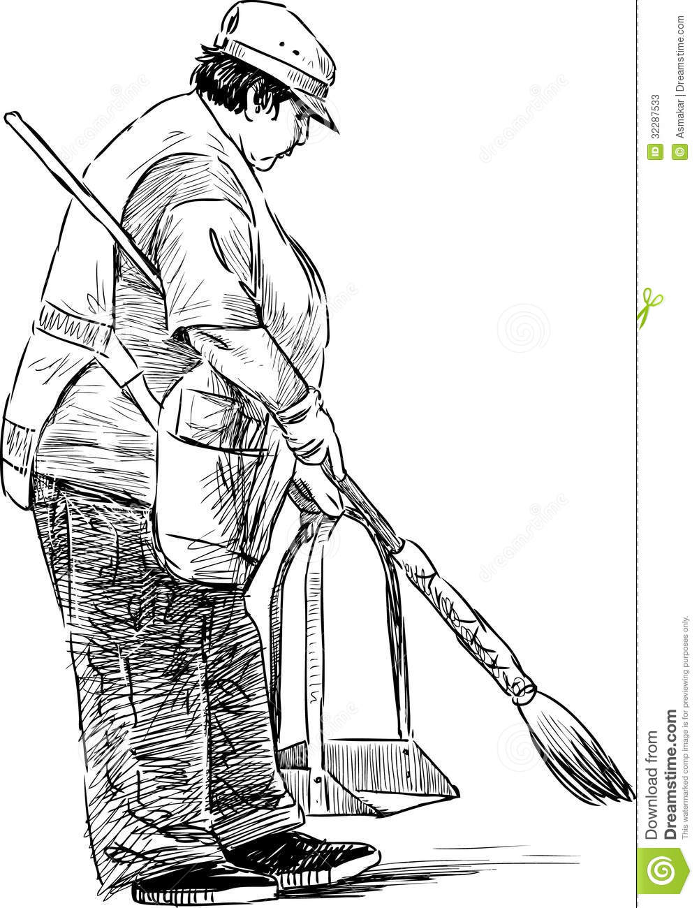 Janitor Cleaning Drawing