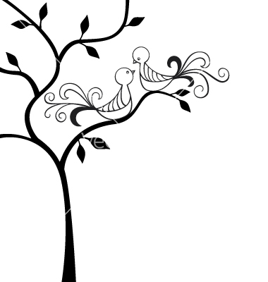 Love Bird Clip Art Black and White Tree