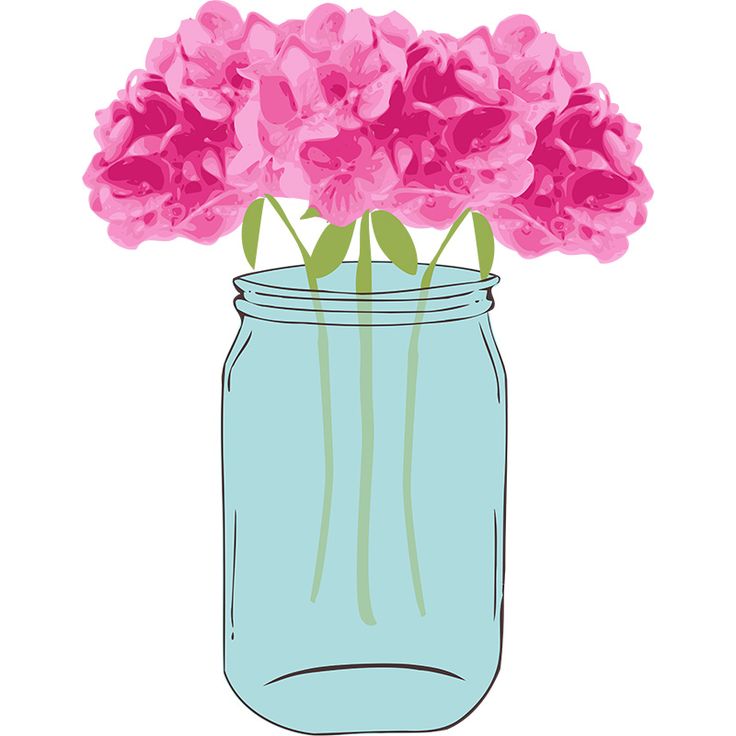 Mason Jar with Flowers Clip Art Free