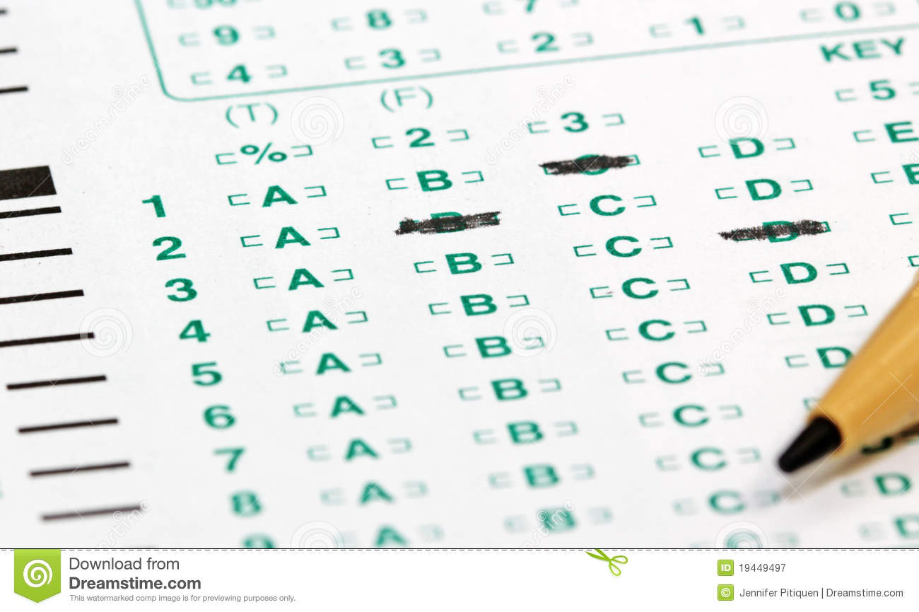 Multiple Choice Test Answer Sheet