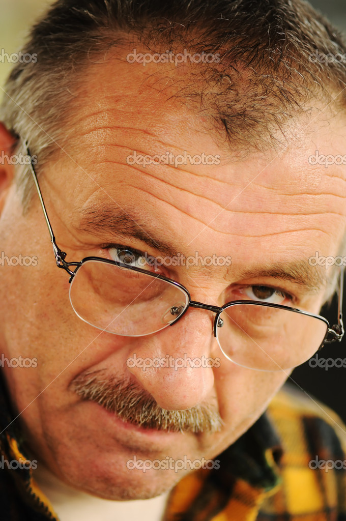 Old Man Face with Glasses