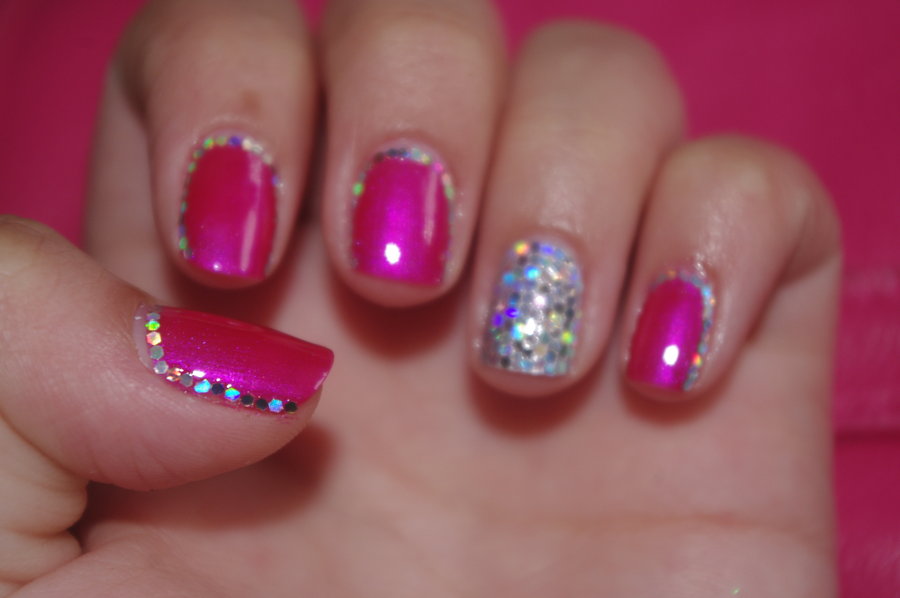Pink Black and Silver Nail Design Pink Black and Silver Nail Design