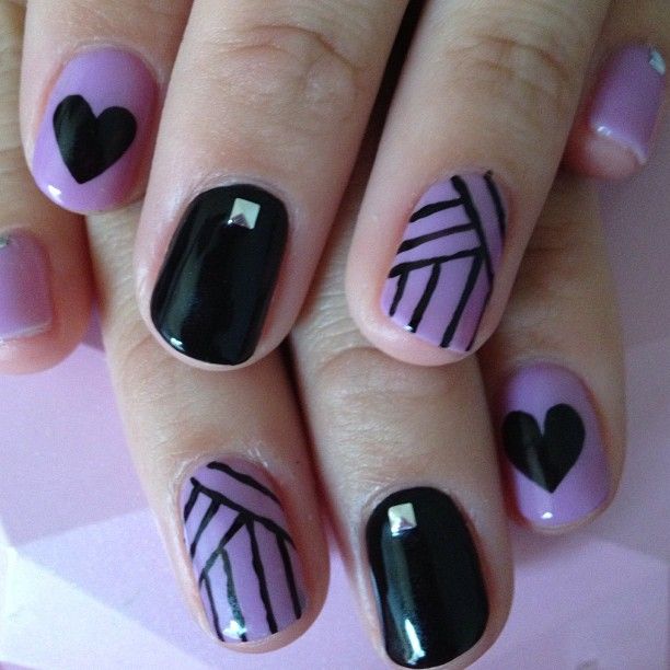 Purple and Black Nail Art