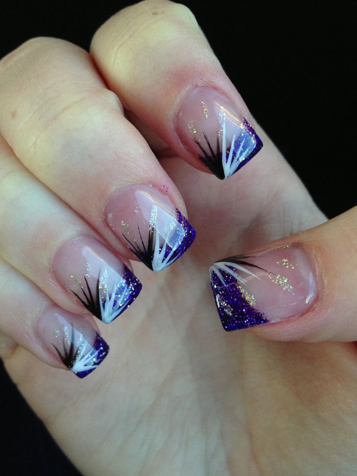 Purple Glitter Acrylic Nail Designs