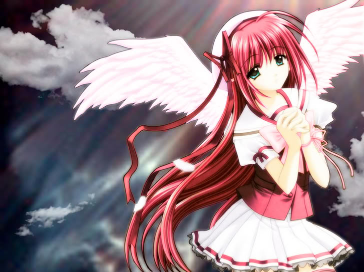 Red Anime Angel Girl