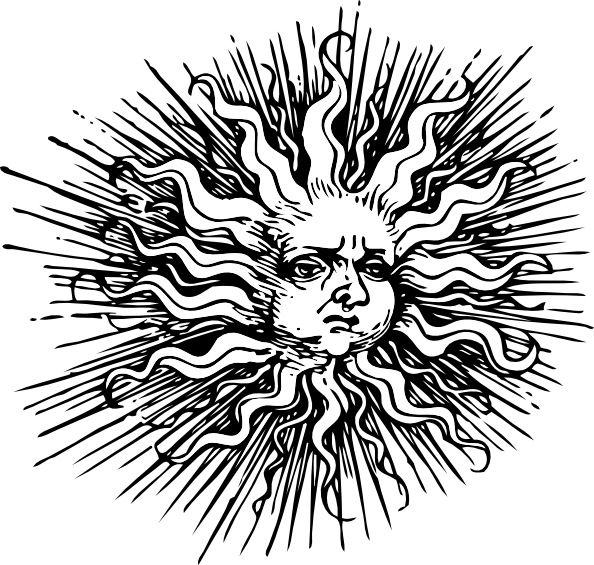 Sun Face Clip Art Black and White