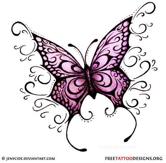 Swirly Butterfly Tattoo Design