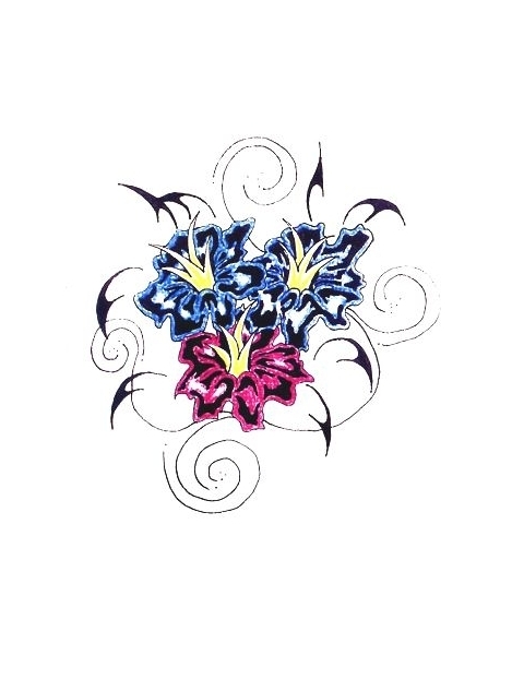 Swirly Tattoo Designs with Flowers