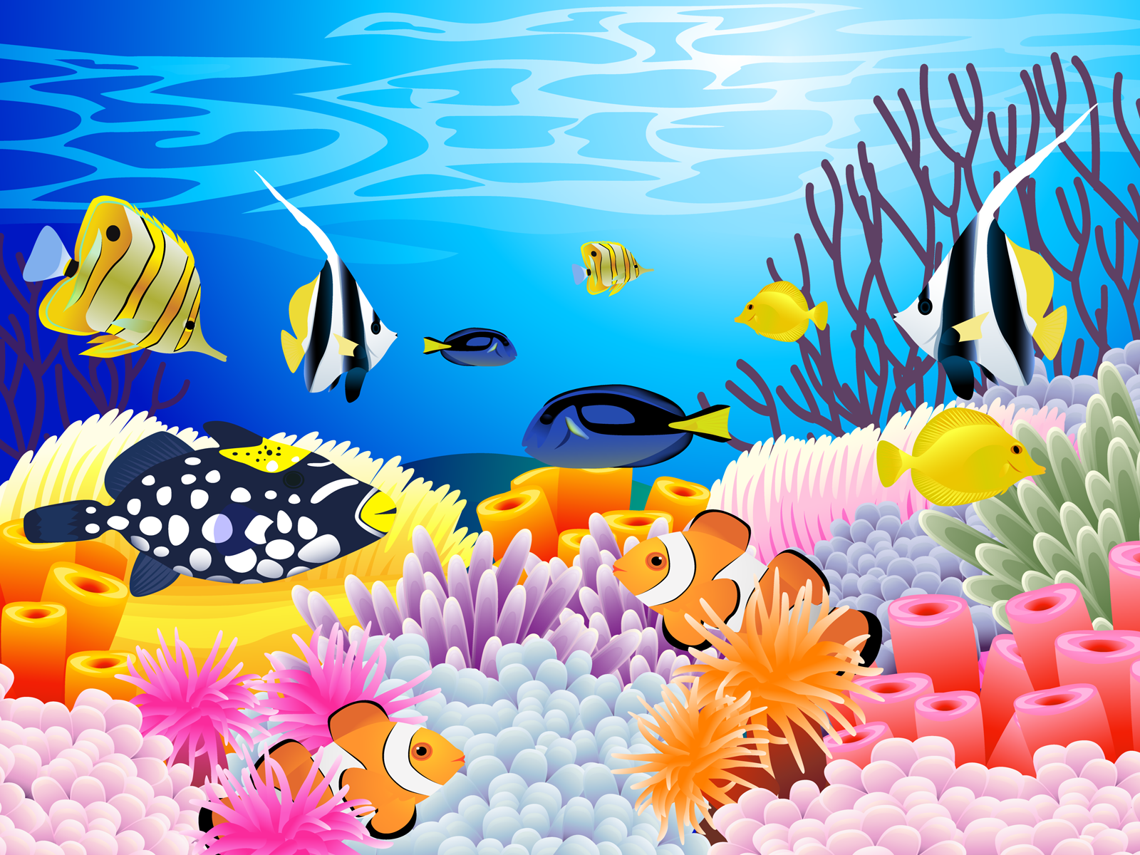 Underwater Cartoon Coral Reef