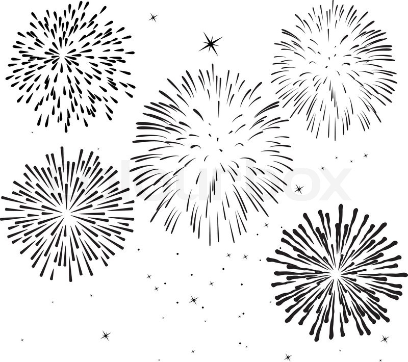 Vector Fireworks Black and White