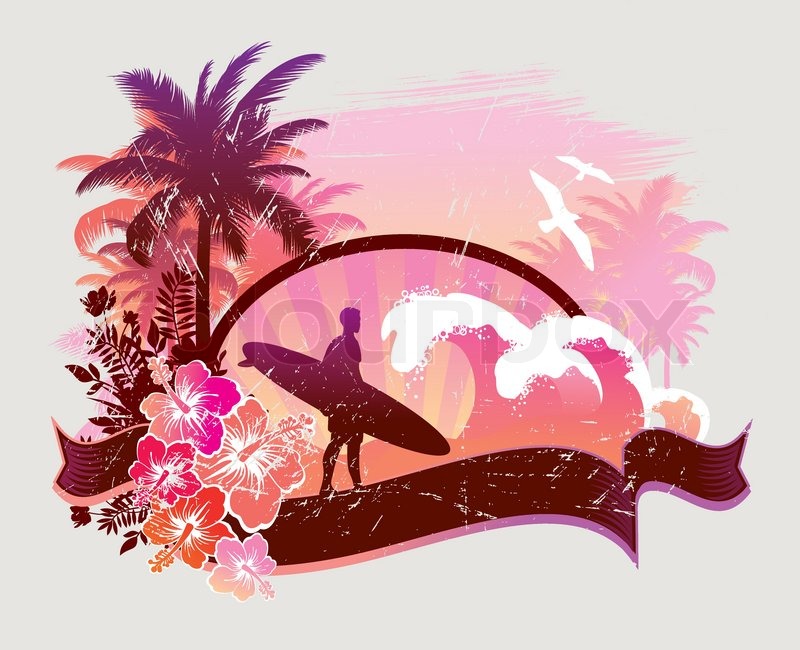 Vector Tropical Beach Flowers Vector Tropical Beach Flowers